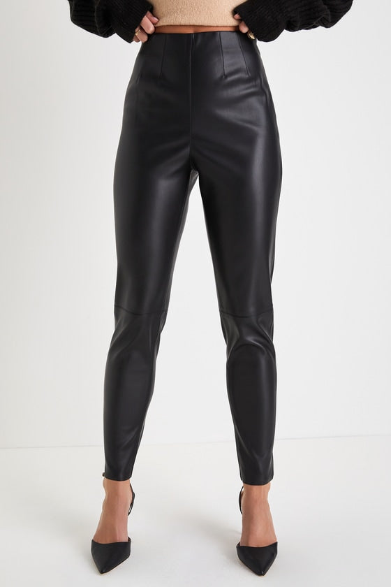 Edgy Perfection Black Vegan Leather Skinny Pants