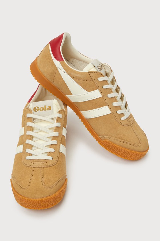 Elan Caramel Color Block Suede Leather Sneakers