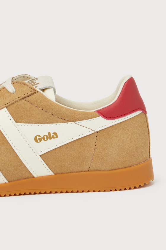 Elan Caramel Color Block Suede Leather Sneakers