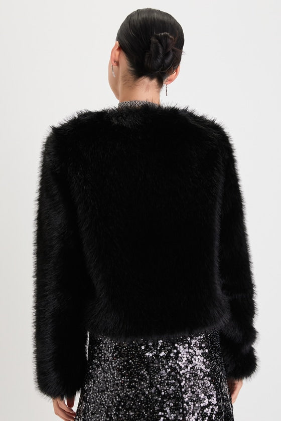 Glam Attitude Black Faux Fur Jacket