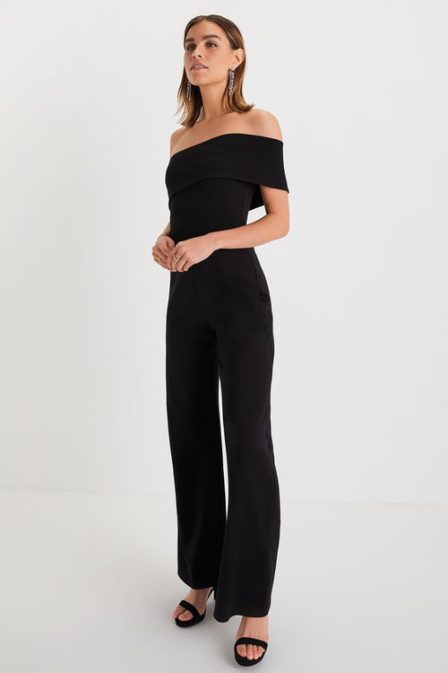 Transcend Time Black One-Shoulder Jumpsuit