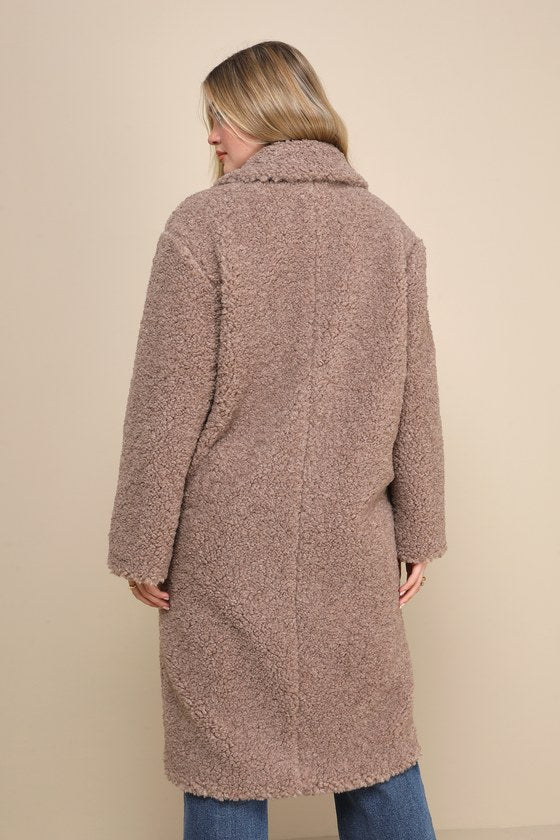 Amazing Comfort Taupe Shearling Long Coat