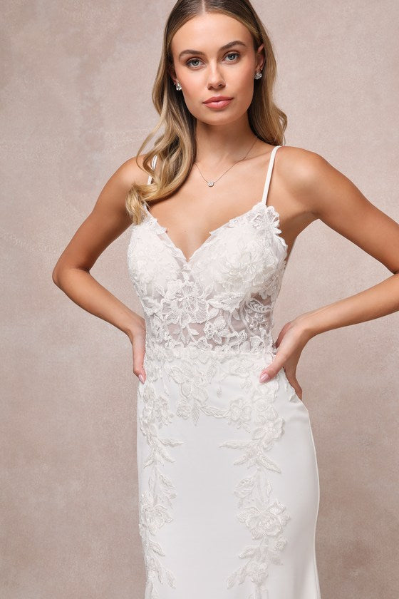 Vision of Romance White Sheer Mesh Embroidered Sequin Maxi Dress
