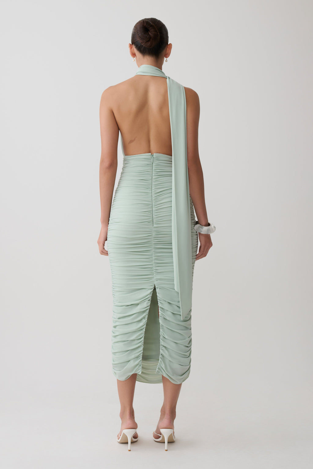 Giannie Draped Midi Dress - Aqua Grey