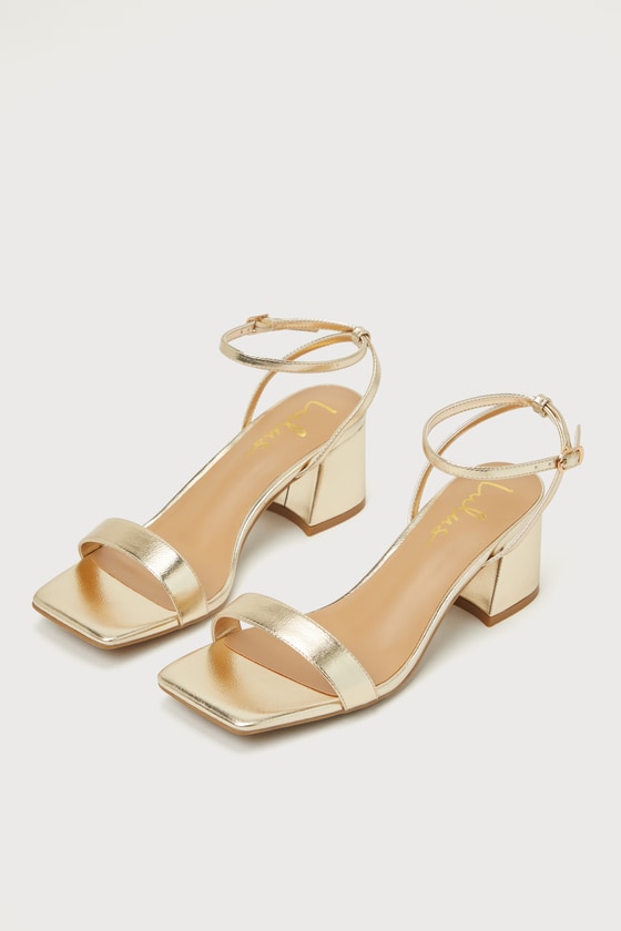 Biancca Gold Metallic Ankle Strap Sandals