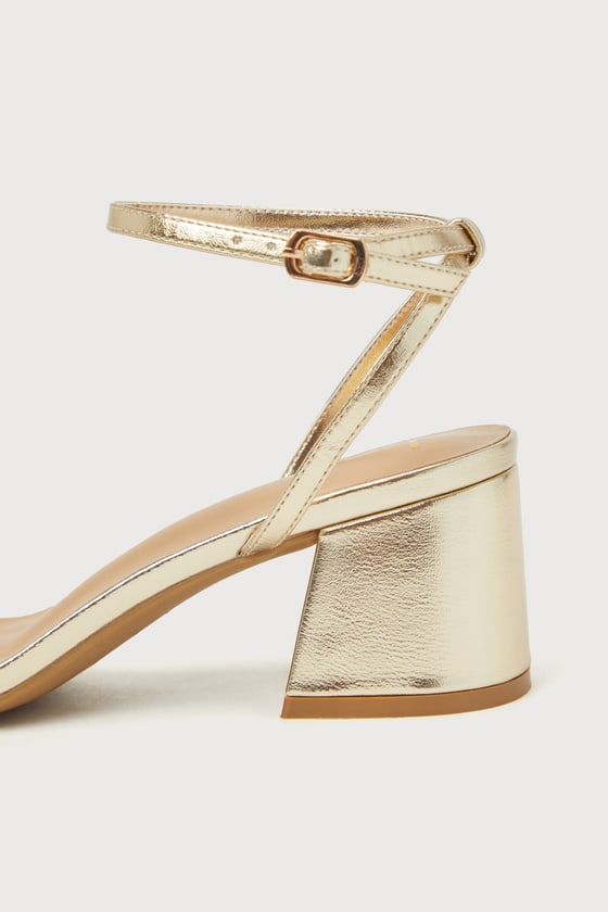 Biancca Gold Metallic Ankle Strap Sandals