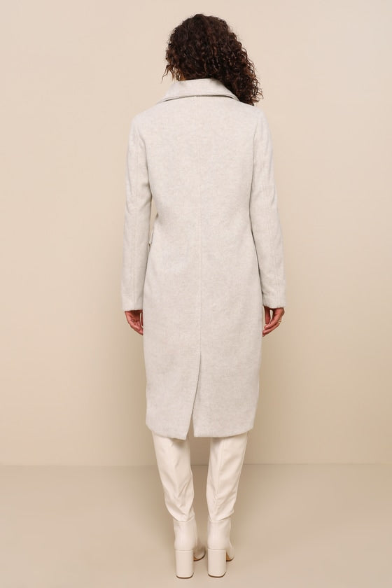 Brisk Elegance Light Beige Double-Breasted Coat