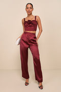 Flawless Behavior Burgundy High Rise Straight Leg Pants