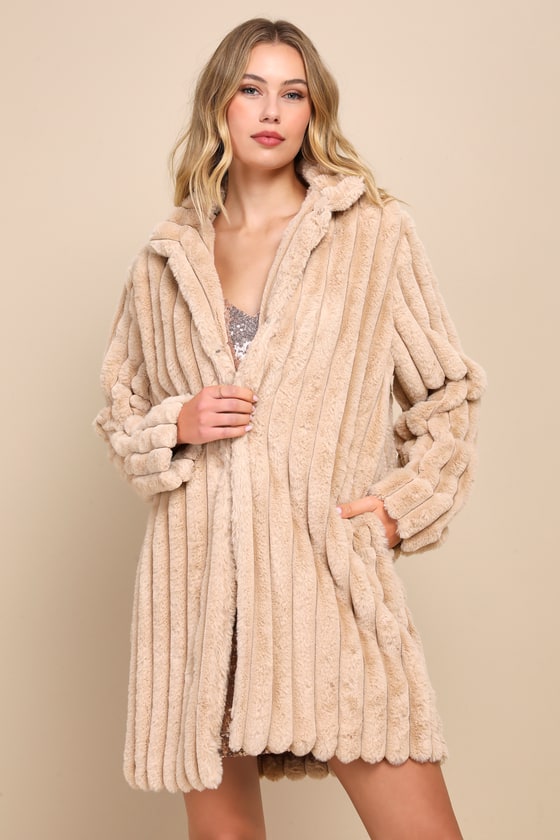 Classy Season Beige Faux Fur Coat