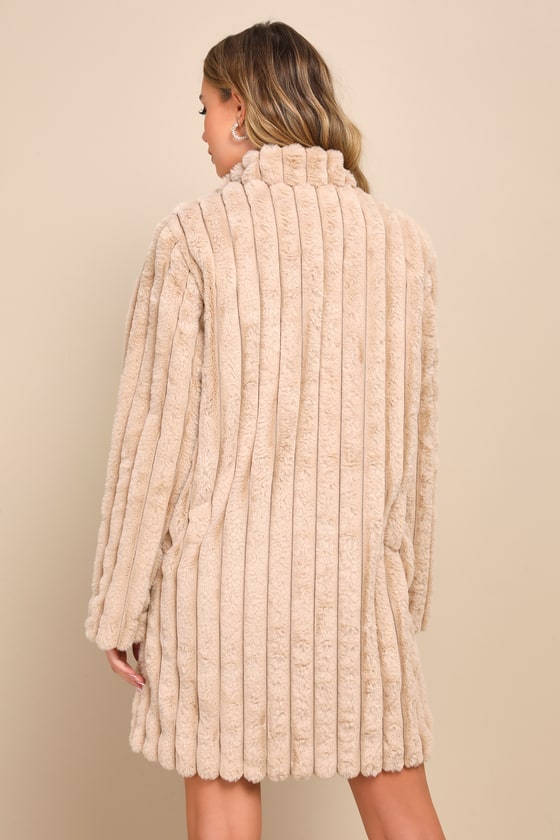 Classy Season Beige Faux Fur Coat