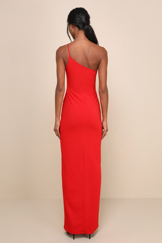 Keeper of My Heart Red One-Shoulder Maxi Dress