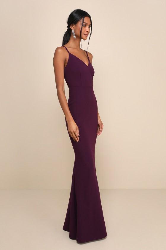 Moments of Bliss Purple Backless Mermaid Maxi Dress