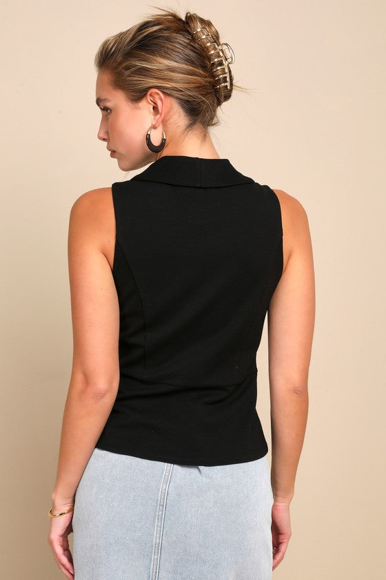 Heightened Vibes Black Sleeveless Vest Top