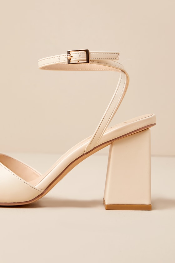 Faunna Bone Ankle Strap High Heel Sandals