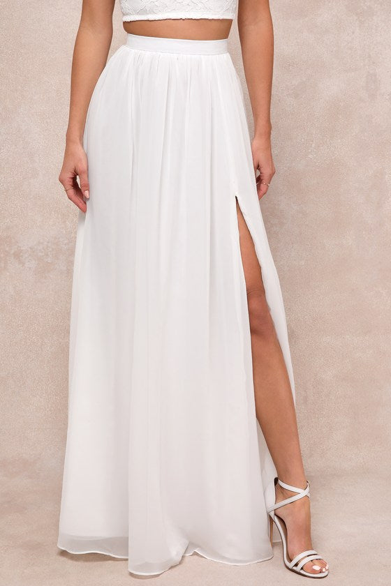 Sweet Stunner White Lace Two-Piece Maxi Dress