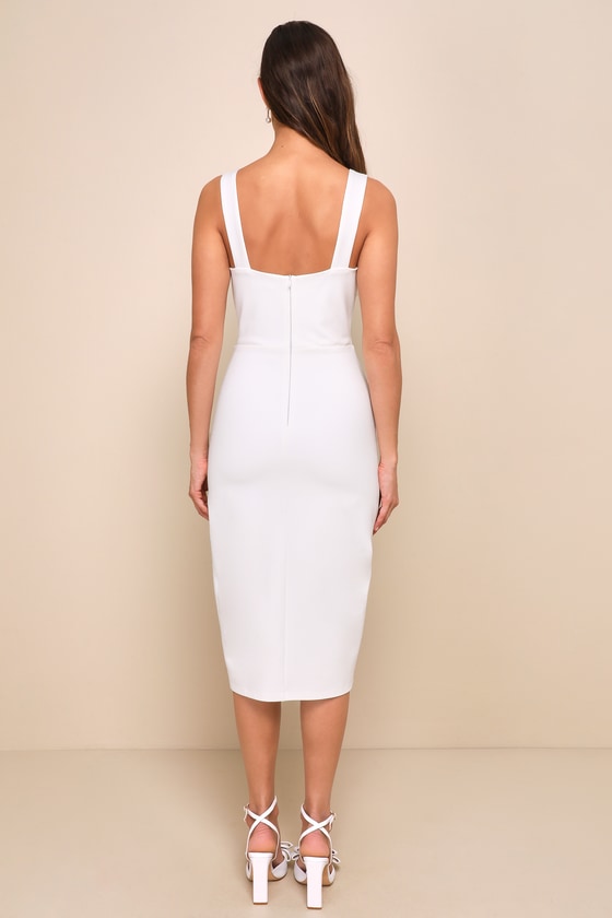 Baby, You're The One White Sleeveless Bodycon Midi Dress