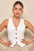 Elevated Impression Ivory Sleeveless Vest Top