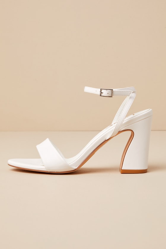 Lucinna White Ankle Strap High Heel Sandals