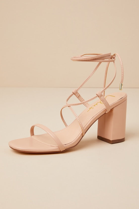 Aribaa Light Nude Lace-Up High Heel Sandals