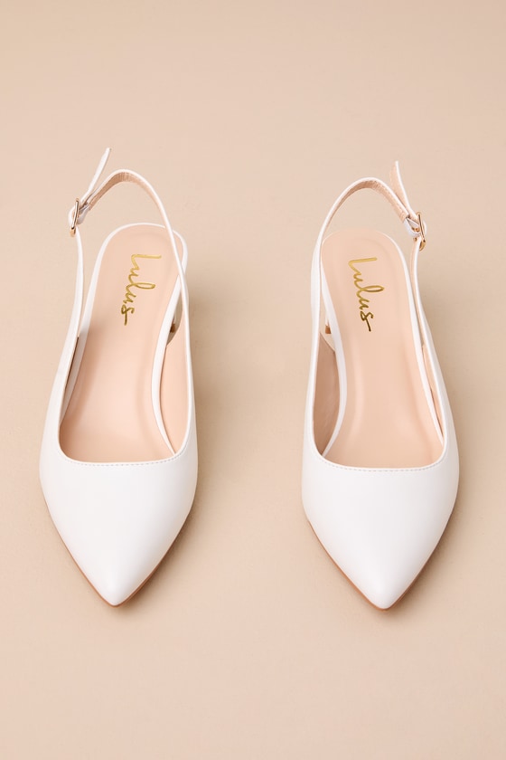 Bastienne White Pointed-Toe Slingback Pumps