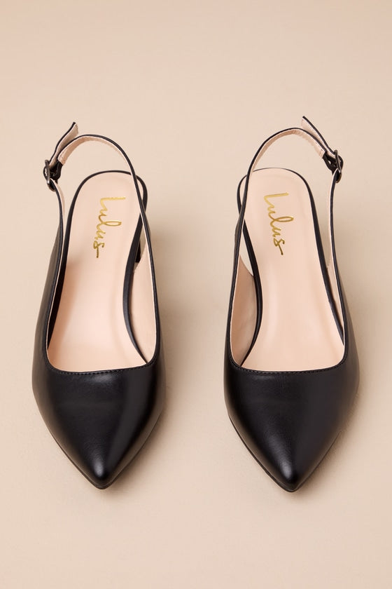 Bastienne Black Pointed-Toe Slingback Pumps