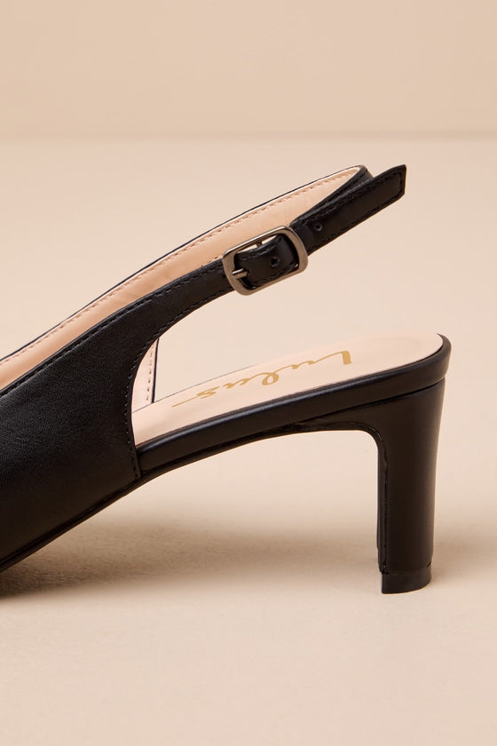 Bastienne Black Pointed-Toe Slingback Pumps