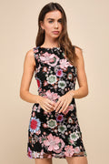 Special Something Black 3D Floral Embroidered Mini Dress