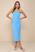VIP Instinct Light Blue Strapless Midi Dress