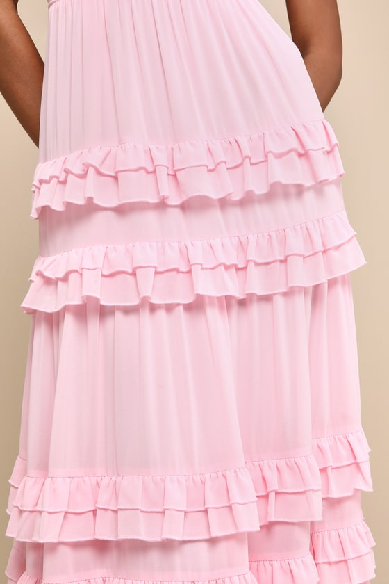 Lavish Perfection Light Pink Ruffled Tiered Maxi Dress