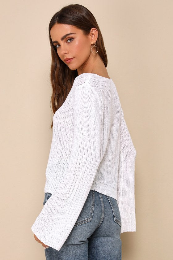 Springtime Sweetie Ivory Loose Knit Cardigan Sweater
