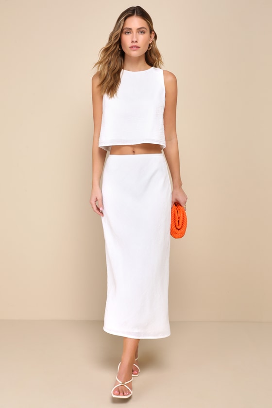 Pleasant Poise White Sleeveless Cropped Tank Top