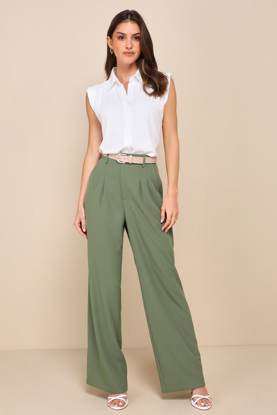 Chic Candidate White Collared Sleeveless Button-Up Top