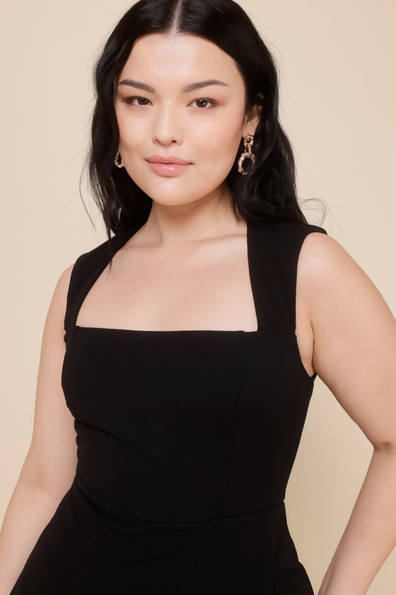 Enticing Endeavors Black Square Neck Sleeveless Skort Romper