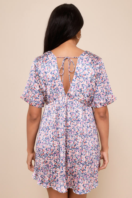 Express Yourself Blush Pink Floral Print Satin Babydoll Dress