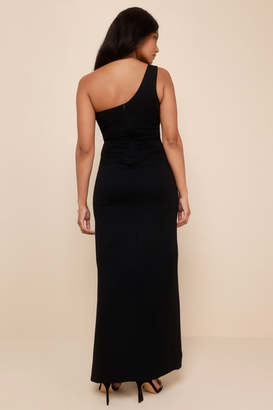 Good Times Only Black One-Shoulder Maxi Dress