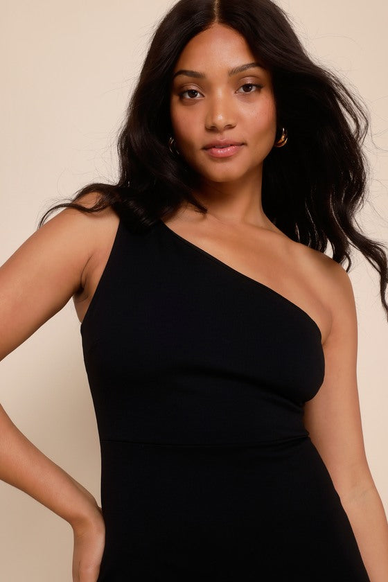 Good Times Only Black One-Shoulder Maxi Dress