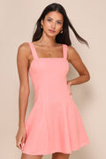 Undoubtedly Sweet Coral Pink Linen Sleeveless Mini Dress