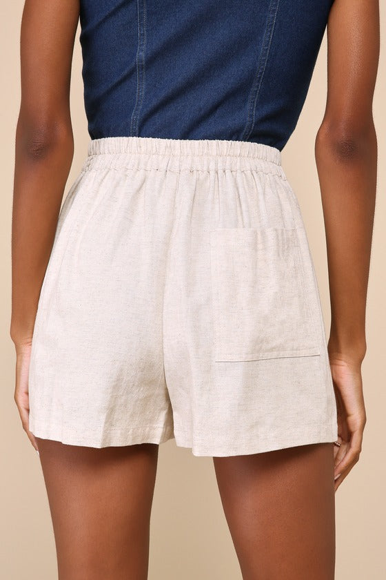 Breeziest Beauty Beige Linen High-Rise Skort
