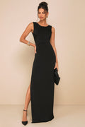 Significant Allure Black Slinky Knit Ruched Maxi Dress