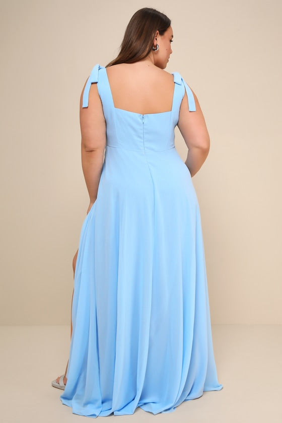 Love Me Forever Light Blue Square Neck Maxi Dress