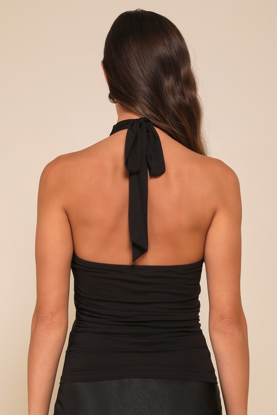 Cute Inspiration Black Sleeveless Halter Top
