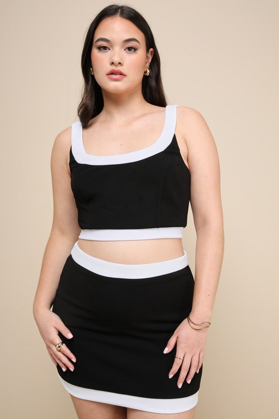 Totally Sensational Black Color Block Bodycon Mini Skirt