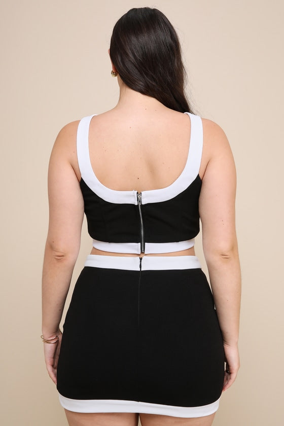 Totally Sensational Black Color Block Bodycon Mini Skirt