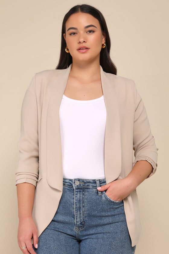 Miss Punctuality Taupe Lightweight Blazer