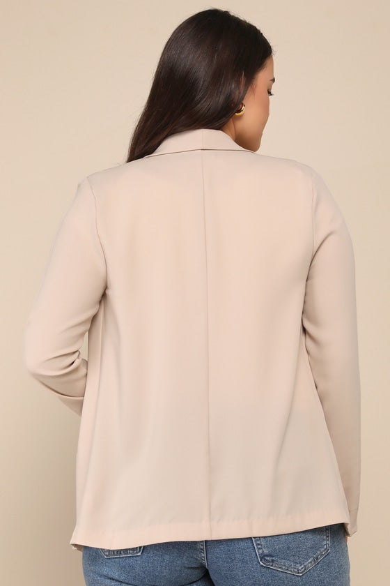 Miss Punctuality Taupe Lightweight Blazer