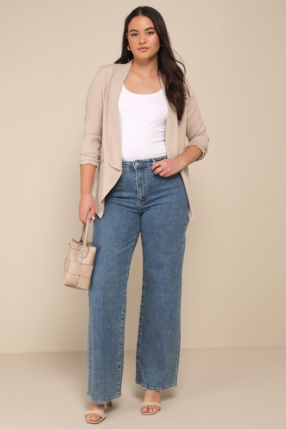 Miss Punctuality Taupe Lightweight Blazer