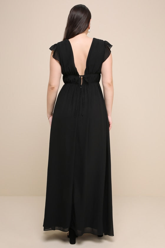 I'm All Yours Black Ruffled Maxi Dress