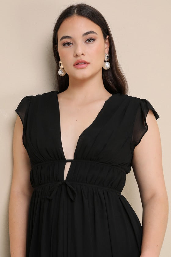 I'm All Yours Black Ruffled Maxi Dress