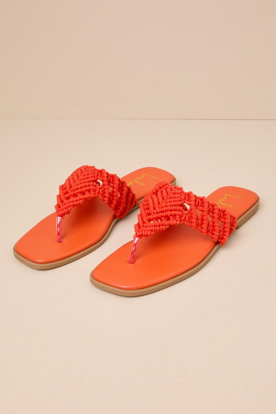 Alohi Orange Macrame Sandals