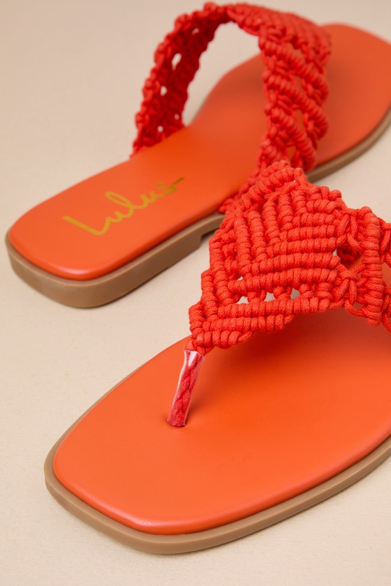 Alohi Orange Macrame Sandals